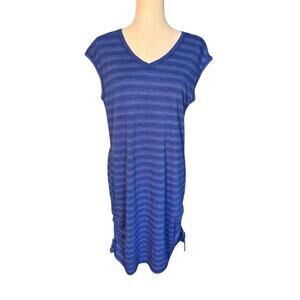 T By Talbots UPF 50+ Blue Striped Swim Dress Cover-up Size Medium